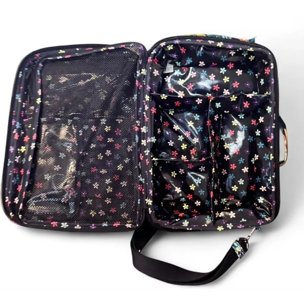 Vera Bradley Grand Vanity Cosmetic Makeup Case Happy Blooms Travel Organizer